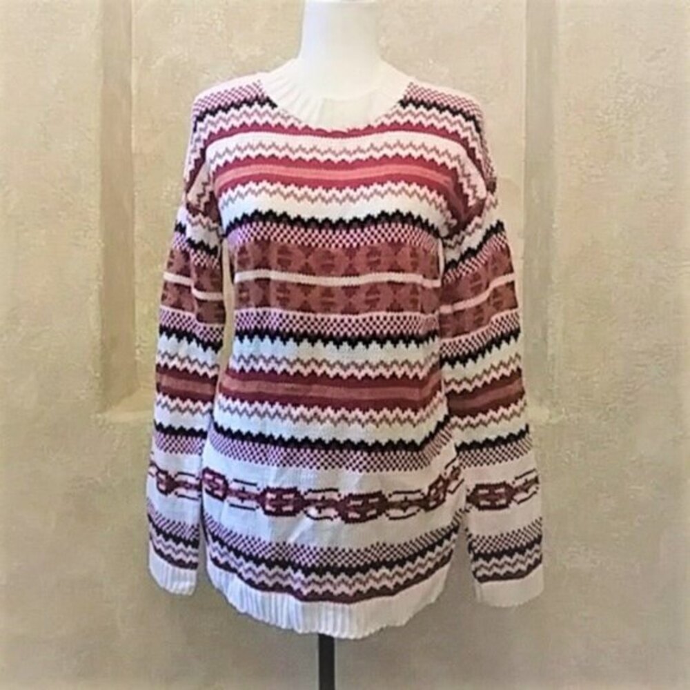 Fair Isle Nordic Crewneck Sweater Tunic Sz L NWT